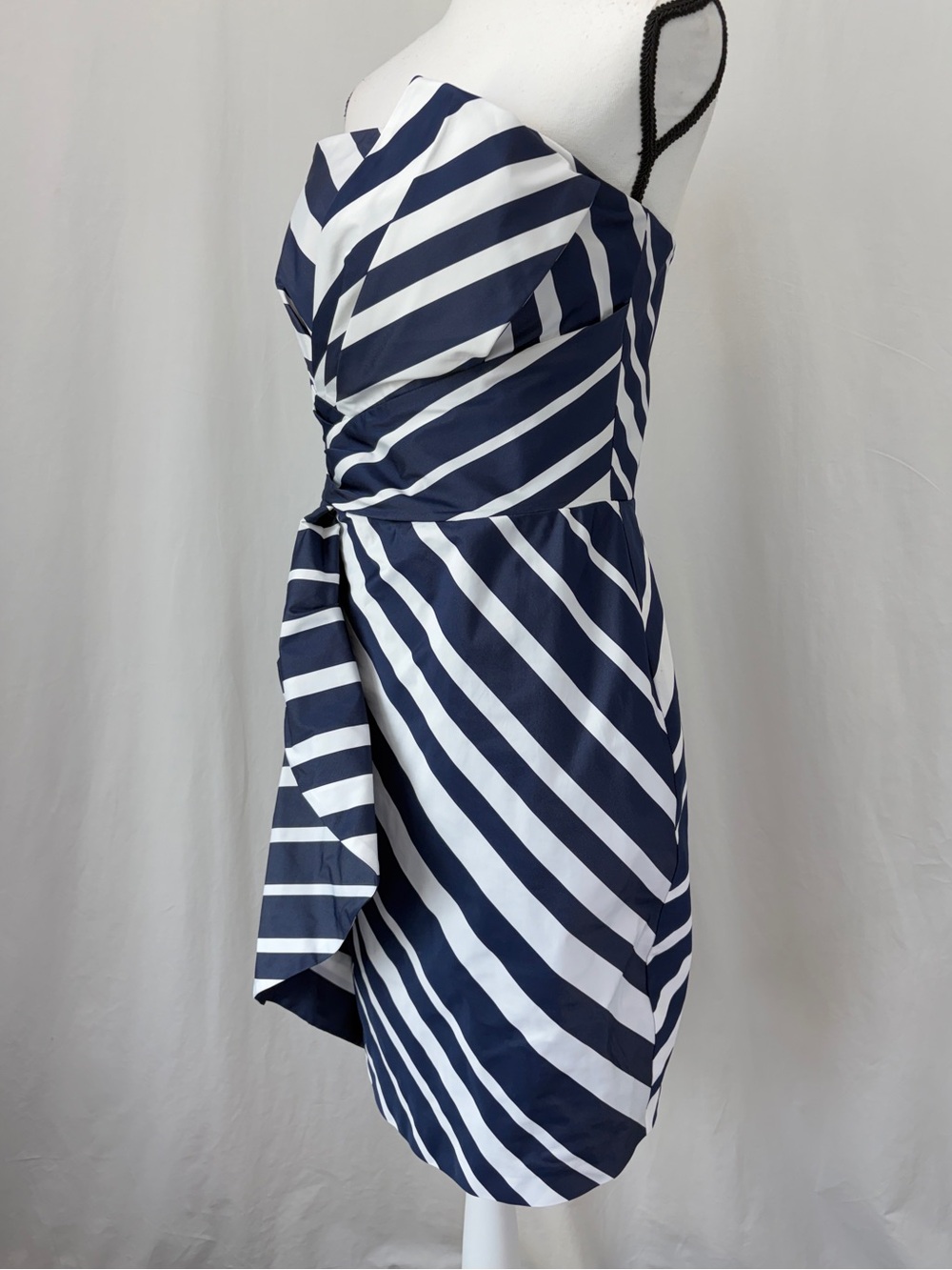 Ralph Lauren NWT Navy White Taffeta Strapless wedding Guest Cocktail Dress SZ 8 - Picture 9 of 17